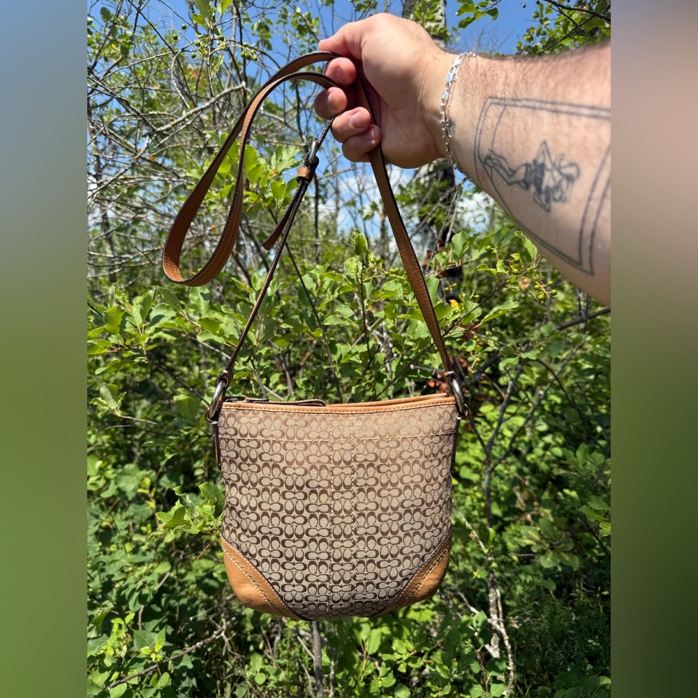 Vintage Coach Signature Jacquard Canvas Crossbody